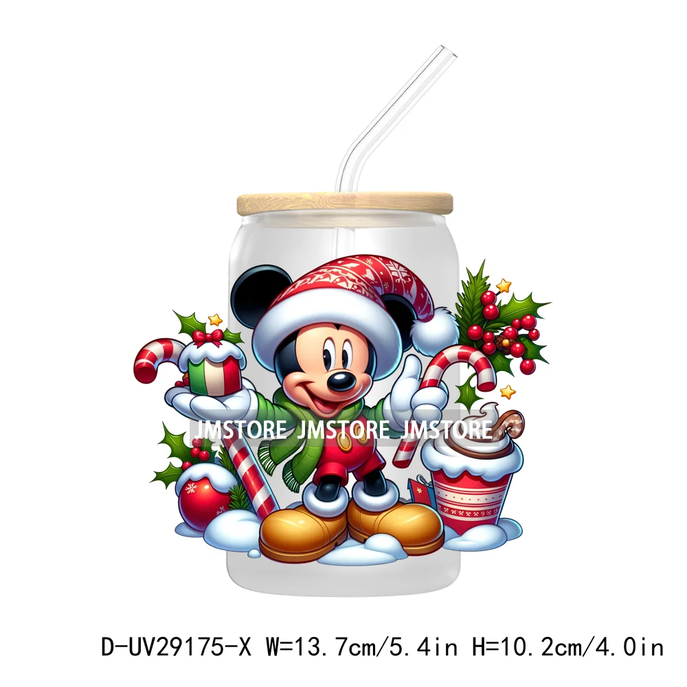 Christmas Vibes Cartoon Mouse Friends UV DTF Transfer Stickers Decals For Libbey Cold Cups Mugs Tumbler Labels Magical Kingdom