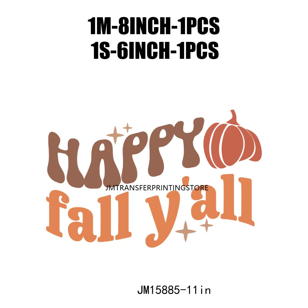 Hello Pumpkin Sweaters Bonfires DIY Logos Fall In The Air Autumn Vibes Iron On DTF Transfer Decals Ready To Press For T-Shirts