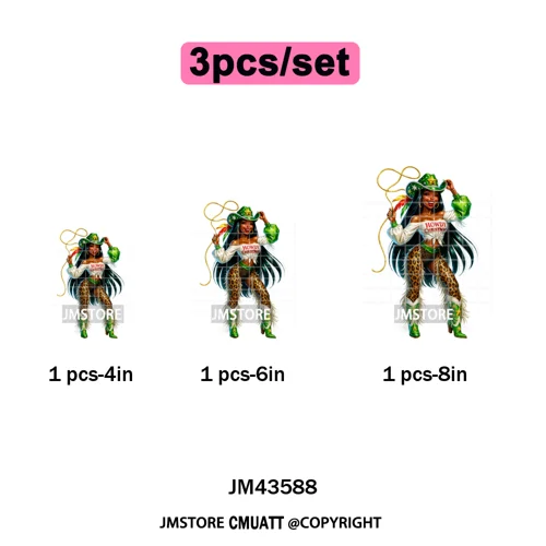 Western Cowgirl African Melanie Boots Howdy Christmas Iron on Washable DTF Heat Transfer Stickers Ready to Press for Hoodies Bag