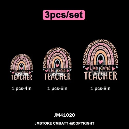 Daycare Teacher Life Inspire Love School Childcare Quotes Iron on Washable DTF Transfer Stickers Ready to Press for T-shirts Bag