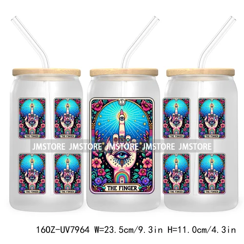 Funny Tarot Card UV DTF Sticker For 16OZ Libbey Glass Cup Can Wrap Transfer Sticker Custom Label DIY Logo Mexican Skeleton Skull