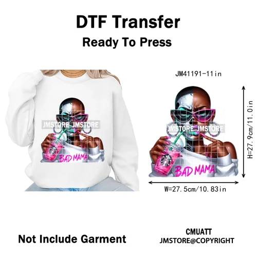Horror Halloween Character Afro Coffee Killer Bad Mama Club Iron on Washable DTF Transfers Stickers Ready to Press for Clothing