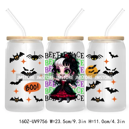 Halloween Double Trouble UV DTF Sticker For 16OZ Libbey Glass Cup Can Wrap Horror Princess Transfer Printing Custom Labels Logo