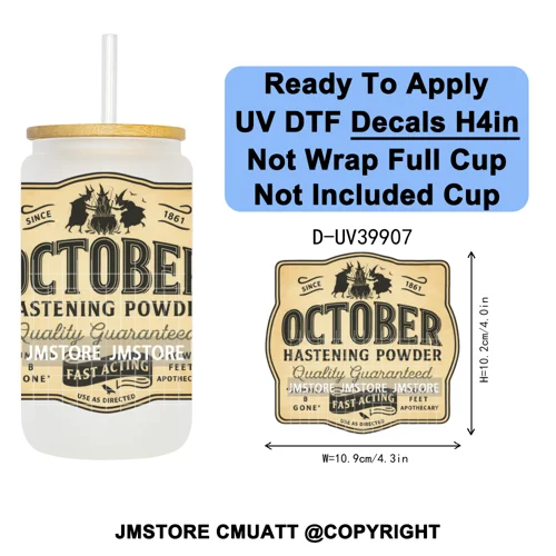 Spooky Halloween Witch Brew Bottle Label Set UV DTF Transfer Stickers Decals Ready To Apply Waterproof For 16OZ Libbey Glass Can