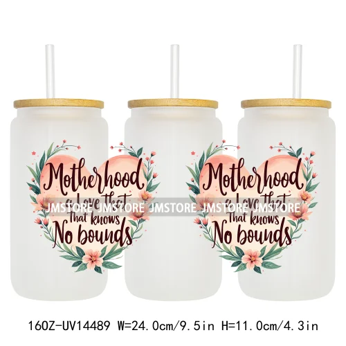 Mother's Day Quotes Mom Love UV DTF Wraps Transfer Sticker Waterproof Custom UV DTF Prints For 16OZ Libbey Glass Can Tumbler Mug