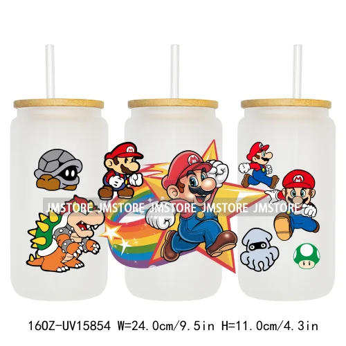 Retro Game Super Hero Princess UV DTF Cup Wraps Ready To Apply Waterproof Transfer Stickers For 16OZ Libbey Glass Can Tumbler