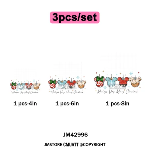 Funny Cartoon Mouse Friends Merry Christmas Movie Character Xmas Season Iron on DTF Transfer Stickers Ready to Press for Hoodies