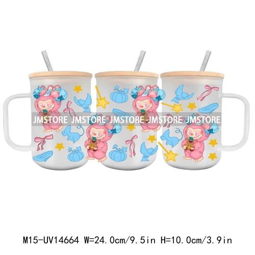 Cartoon Monsters Doll 15OZ Glass Mug UV DTF Cup Wrap Ready To Apply Waterproof High Quality Custom Prints For Mugs Cup Tumbler