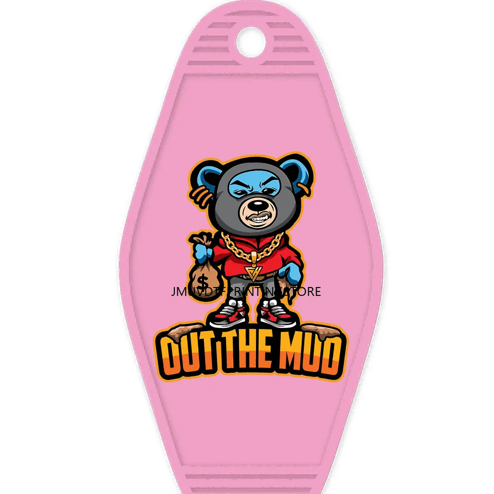 Focus On The Hustle Bear High Quality WaterProof UV DTF Sticker For Motel Hotel Keychain More Money Less Friends