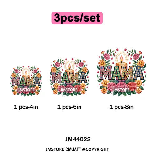 Latina Mom Mexican Virgen de Guadalupe Flower Mother's Day Iron on DTF Heat Transfers Stickers Ready to Press for T-shirts Bags