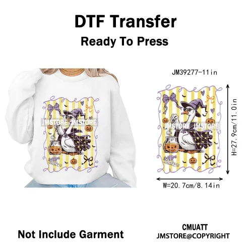 Witchy Goose Howday Pumpkin Boo Ghost Spooky Season Coquette Halloween Iron on DTF Transfers Stickers Ready to Press for Clothes