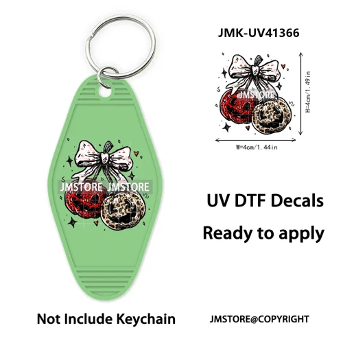 Faux Glitter Halloween Ghost Pumpkin Season UV DTF Motel Keychain Decal Ready To Ship Transfer Stickers Print For Hotel Keychain