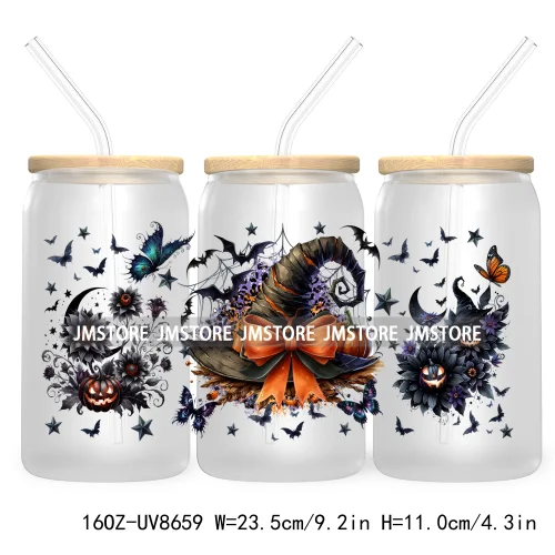 Spooky Witch Social Club UV DTF Cup Wrap For 16OZ Libbey Glass Cups Can Transfer Stickers Custom Labels Logo Halloween Season