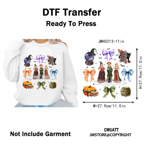 Horror Halloween Movie Witches Social Club Thug Life Coquette Iron on DTF Washable Transfers Stickers Ready to Press for Textile