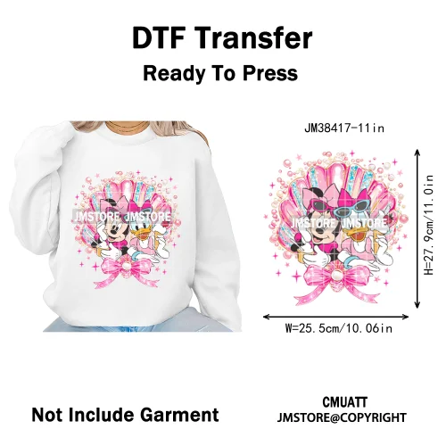 Funny Shells Coquette Bow Summer Salty Vibes Cartoon Printing Designs Iron On DTF Transfer Stickers Ready To Press T-shirts Bags