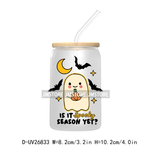 Spooky Halloween Book Club 16OZ UV DTF Cup Wrap Transfer Stickers Custom Labels Waterproof Logo For Libbey Glass Can Fall Season