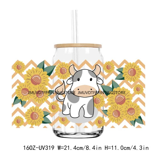 Cute Highland Cow With Pumpkins UV DTF Sticker For 16OZ Libbey Glass Cup Can Wrap Transfer Sticker Custom Labels DIY Logo