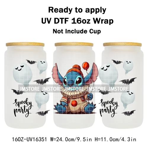 Horror Halloween Cartoon Killers 16OZ UV DTF Cup Wraps Ready To Apply Waterproof Transfer Stickers For Libbey Glass Can Tumbler