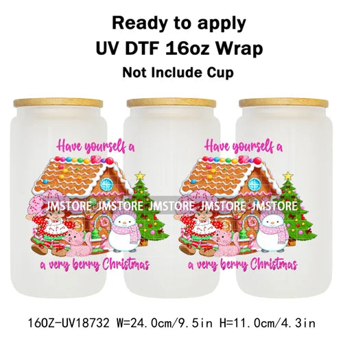 Cartoon Character Snowman Christmas 16OZ UV DTF Cup Wraps Ready To Apply Waterproof Transfer Sticker For Libbey Glass Can Bottle