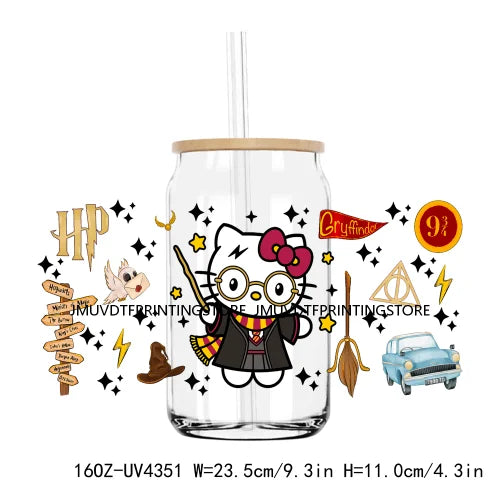 Cute Cartoon Cat Cow 16OZ UV DTF Cup Wrap Transfers Stickers Baseball Girl Custom Label DIY Waterproof Logo For Libbey Glass Can