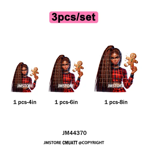 Funny Xmas Afro Glam Girly Gifts Holly Christmas Light Iron on Washable DTF Heat Transfers Stickers Ready to Press for Clothes