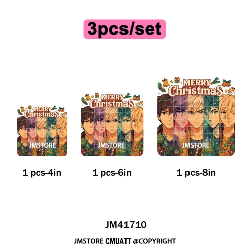 Holly Stars Gifts Happy Kpop Christmas Vibes Winter Holiday Iron on DTF Washable Transfers Stickers Ready to Press for Hoodies