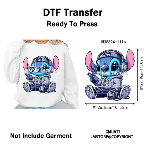 Urban Cartoon Character Streetwear Thermal Printing Iron on DTF Washable Transfers Stickers Ready to Press for Clothing Bags