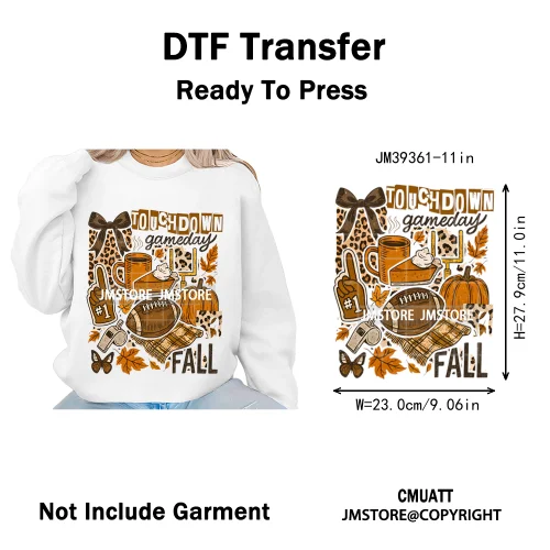 Retro Football Touchdown Season Checkered Coquette Sport Mama Iron on DTF Washable Transfers Sticker Ready to Press for T-shirts