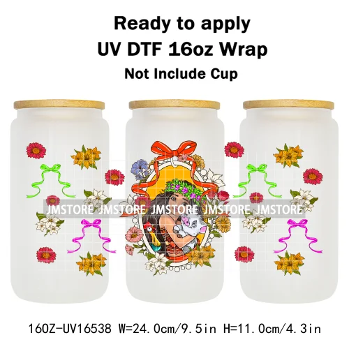 Magical Mirror Princess Coquette Bow 16OZ UV DTF Cup Wraps Ready To Apply Waterproof Transfer Stickers For Libbey Glass Can Mugs