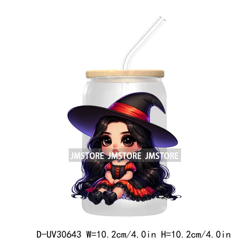 Spooky Cartoon Halloween Characters UV DTF Transfer Stickers Decals For Libbey Cold Cups Mugs Tumbler Waterproof Baby Princess