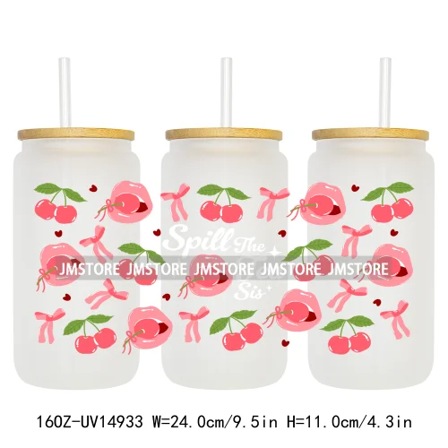 Butterfly Spring Flowers Coquette 16OZ UV DTF Cup Wraps Ready To Apply Waterproof Transfer Stickers For Libbey Glass Can Tumbler