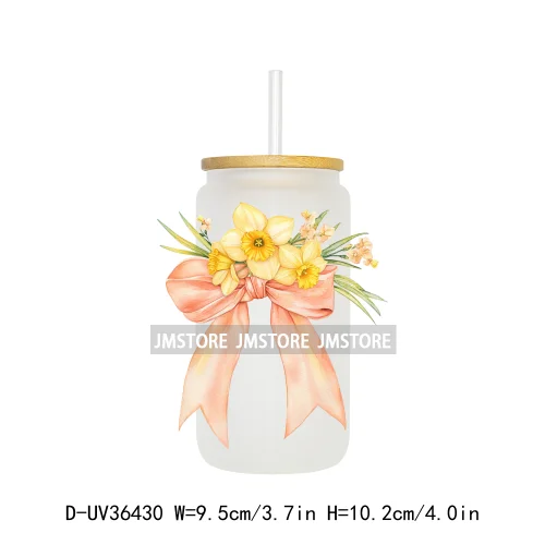 Colorful Bow Ribbon Bridal Birthday UV Sticker Decals For Libbey Cold Cups Mugs Tumbler Transfer Stickers Waterproof DIY Prints