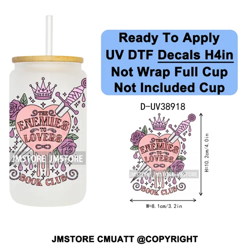 Fantasy Book Lover Gifts Positive Quotes UV DTF Decals Ready To Apply Waterproof Transfer Stickers For 16OZ Libbey Glass Can Cup