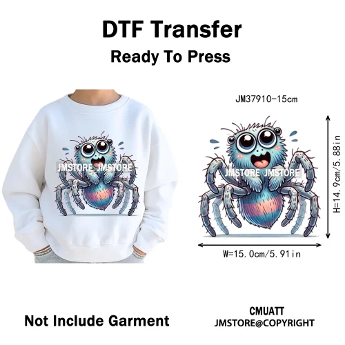 15cm 5.9in Funny Dog Cat Spider Fish Cartoon Animal Lover Kids Washable Iron on DTF Transfer Stickers Ready to Press for Clothes