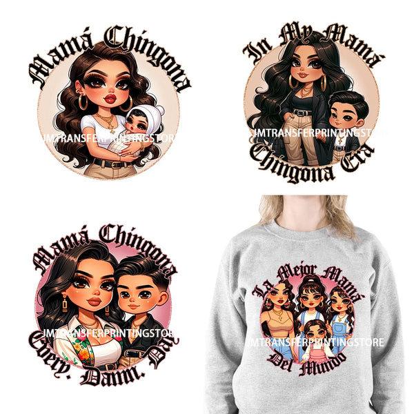 La Mejor Mama Del Mundo Chicana Mom Latina Mother's Day Latina Mexican Mama Chingona Chicana DTF Transfer Stickers For Clothing