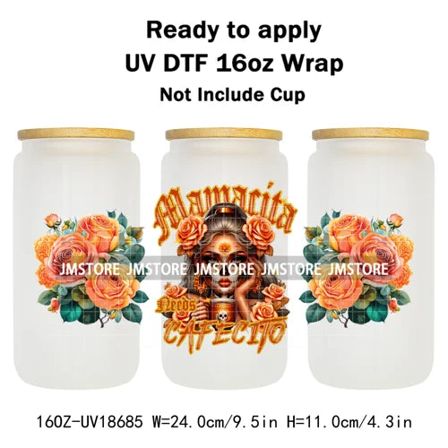 Halloween Nightmare Spooky Season 16OZ UV DTF Cup Wraps Ready To Apply Waterproof Transfer Stickers For Libbey Glass Can Tumbler
