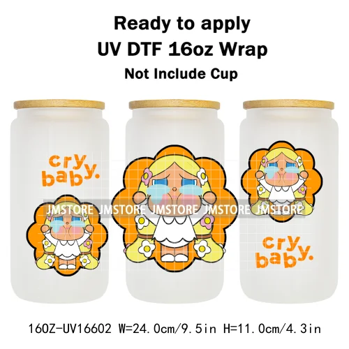 Floral Monsters Cartoon Characters UV DTF Wraps Transfer Stickers Waterproof Logo High Quality For 16OZ Libbey Glass Can Tumbler