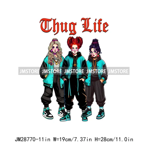 Thug Life Halloween Cartoon Character Scary Vibes Gangster Killer Decals Iron On DTF Transfer Sticker Ready To Press For Hoodies