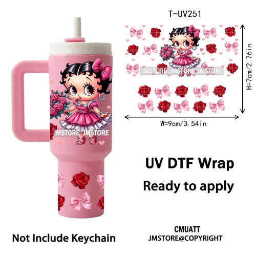 Princess Mirror Coquette Bow Family Vacation UV DTF Wraps Ready To Use Transfer Stickers Waterproof For Mini Tumbler Keychain