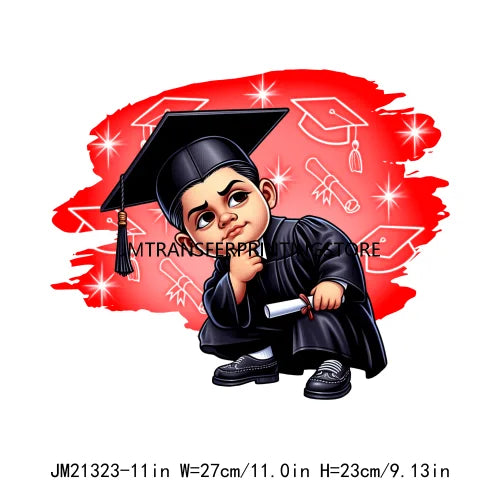 Chicano Graduation Chibi Style Boy Logos Si Se Pudo Educated Latino Double Trouble Man DTF Heat Transfer Stickers For Clothes