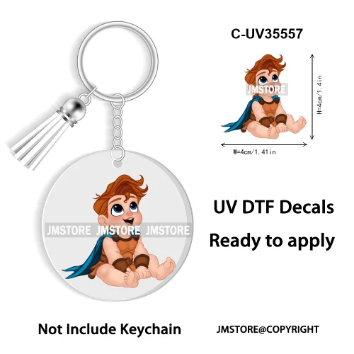 Cartoon Princess In My Villains Era UV DTF Decal Round Keychain Ready To Apply WaterProof Transfer Stickers For Circle Keychain