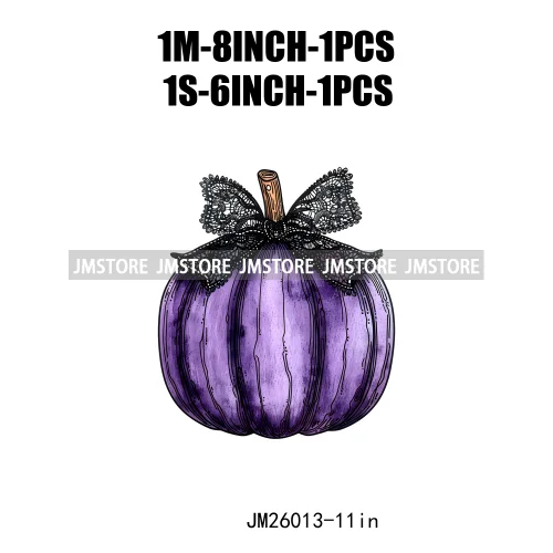 Colorful Gothic Girly Halloween Black Pumpkin Coquette Bow Decasl DTF Iron On Transfers Stickers Ready To Press For T-shirt Bags