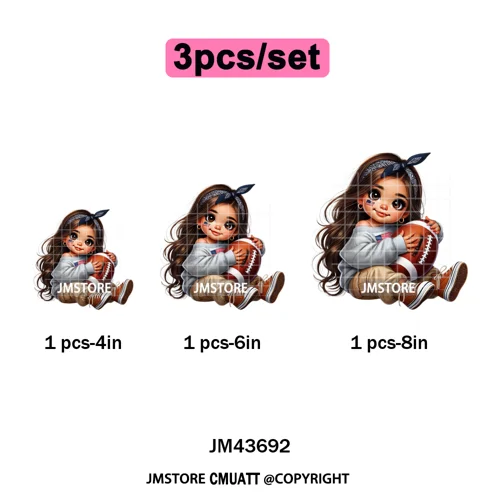 Latina Football Mexican Baby Girls Sports Lover Game Day Iron on Washable DTF Heat Transfers Stickers Ready to Press for Hoodies