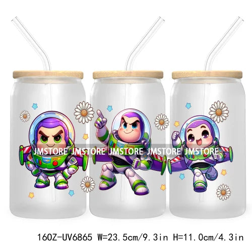 Cartoon Mouse Princess Friends 16OZ UV DTF Cup Wrap Transfers Stickers For Libbey Glass Can Cups Tumbler Waterproof Craft