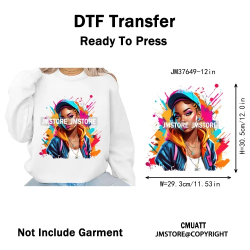 12in Glossy Dripping Lips Streetwear Graffiti Trap Girls Iron on DTF Thermal Transfer Stickers Ready to Press for Woman Clothing