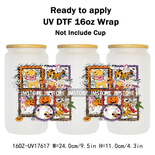 Mouse Ghost Boo Halloween Pumpkin Spooky Season UV DTF Cup Wraps Ready To Apply Transfer Stickers For Libbey Glass Can 16OZ Wrap