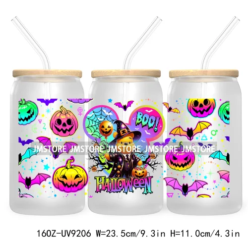 Boo Halloween Cartoon 16OZ UV DTF Cup Wrap Transfer Stickers Custom Labels Durable Waterproof For Libbey Glass Can Fall Pumpkin