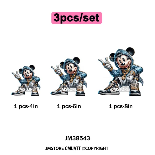 Cool Hip Hop Cartoon Animal Characters Streetwear Thug Life Iron on DTF Washable Transfers Stickers Ready to Press for Clothes