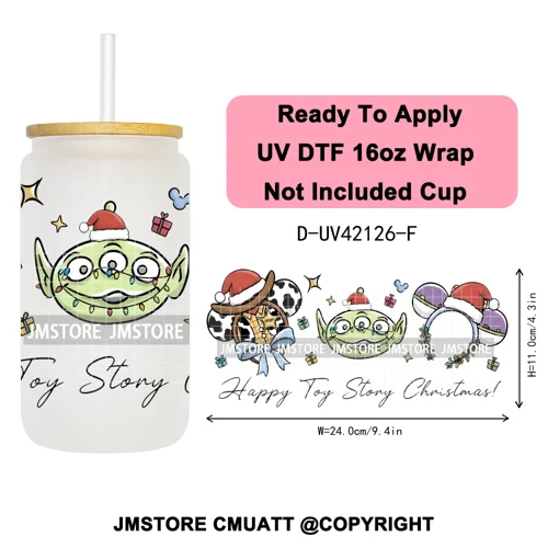 Mouse Halloween Villain Girly Cartoon Princess 16OZ UV DTF Cup Wraps Ready To Apply Transfer Stickers For Libbey Glass Can Mugs