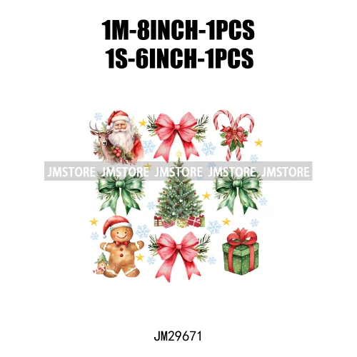 Christmas Santa Red Coquette Highland Cow Xmas Holly Jolly Vibes Iron On DTF Transfers Stickers Ready To Press For T-shirts